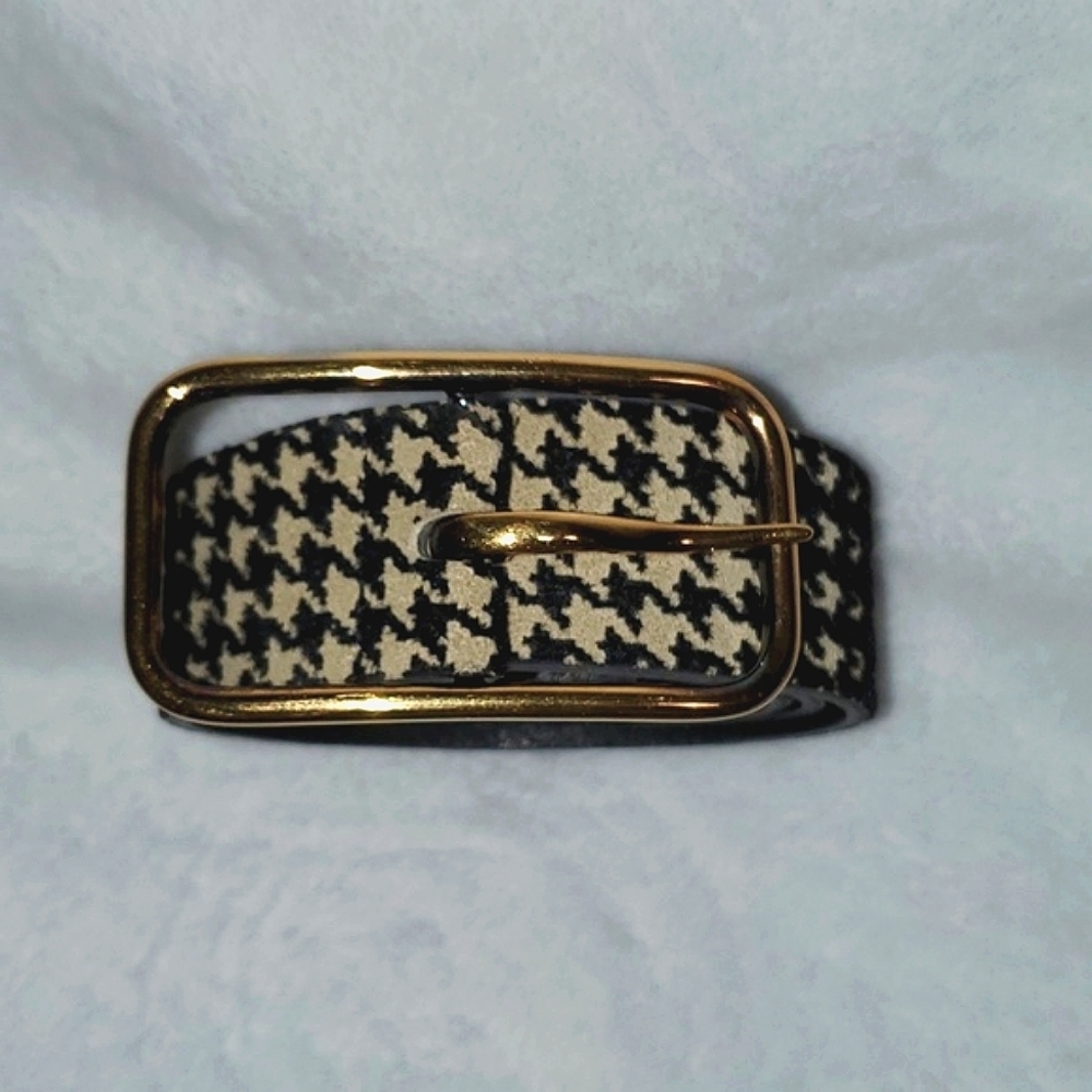 Guido Angeloni Handmade in Italy Genuine Leather Houndstooth Belt Size 80/32